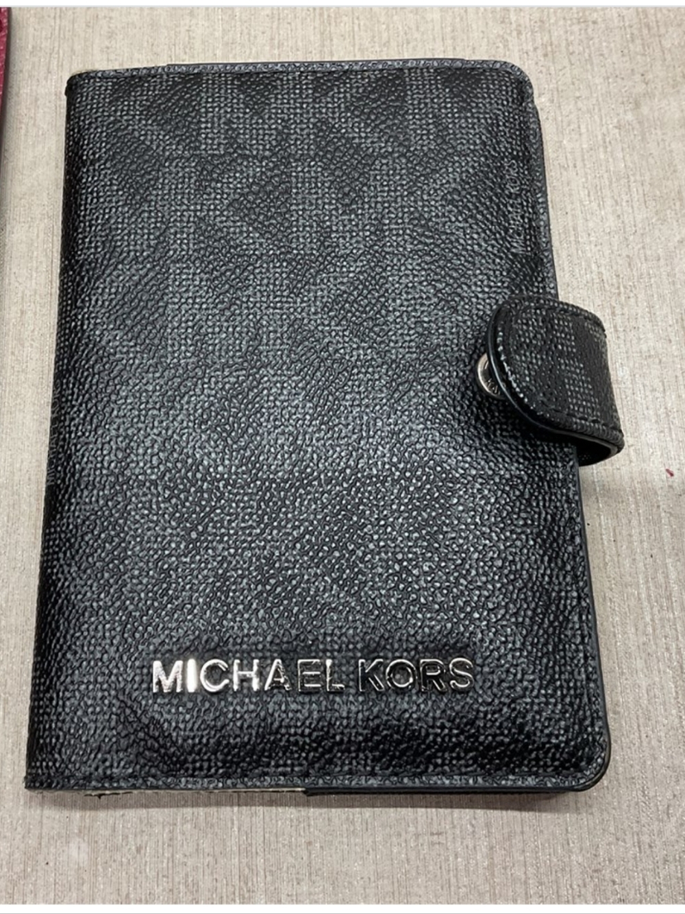 Michael Kors Black Pebbled Leather Passport Wallet